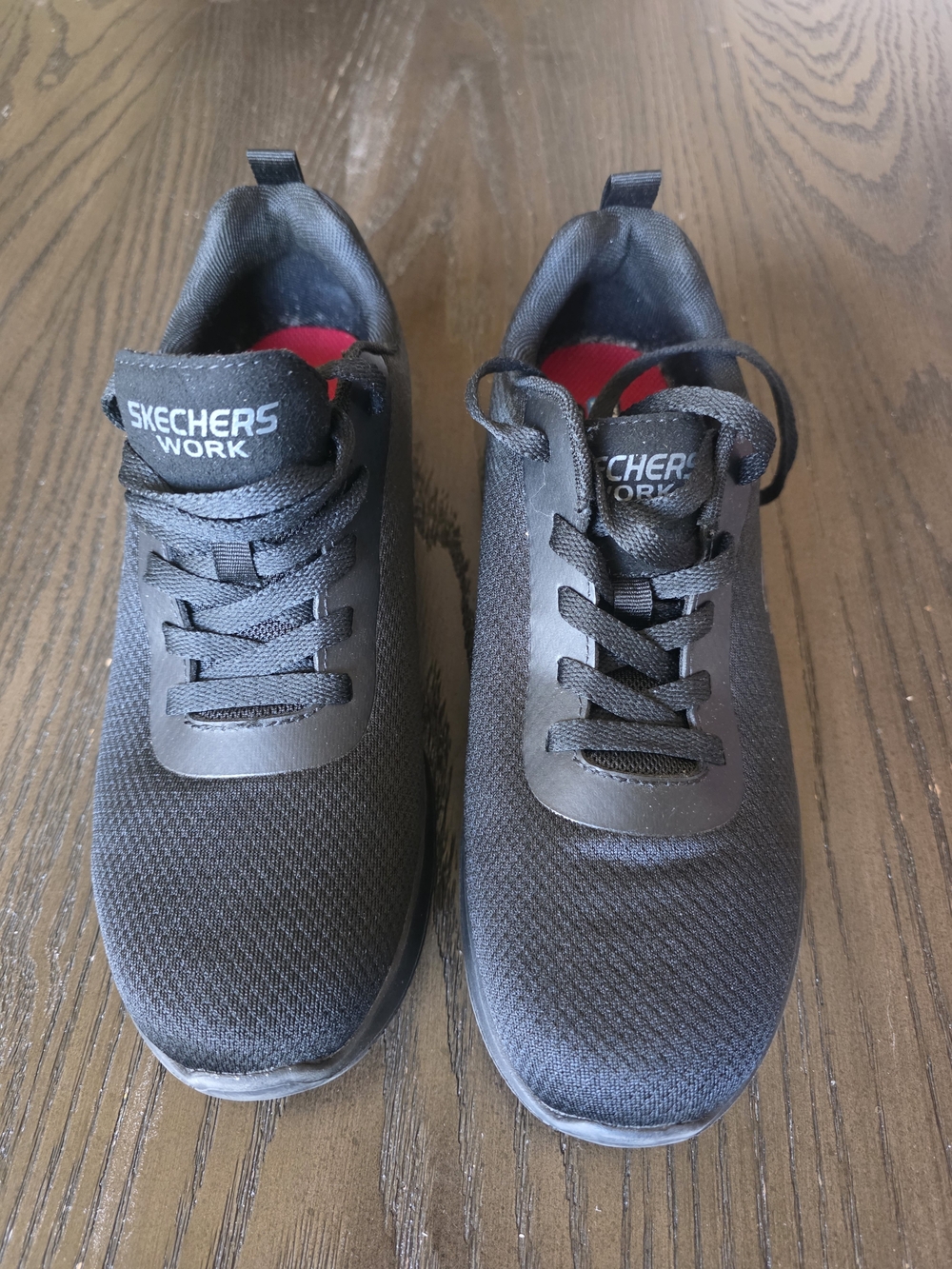 Skechers Work Men's Black Athletic Sneakers with Red Insoles